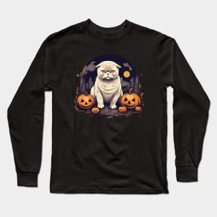 Scottish Fold Cat Halloween, Cat Lover Long Sleeve T-Shirt